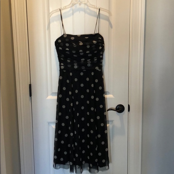 Eliza J Dresses & Skirts - Black dress with polka dots and tulle overlay